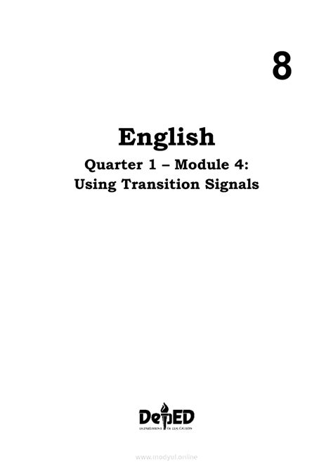 filipino transitional devices|English 8 Quarter 1 – Module 4: Using Transition Signals.